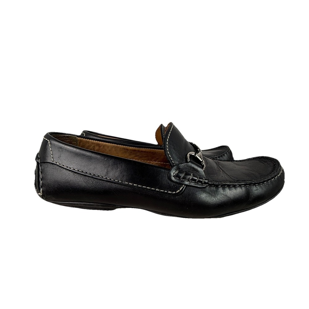Peter Millar‎ Women's Black Leather Loafers Silver Buckle Accent  8.5M